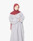 Cloud Grey Pleated Bridge Abaya