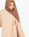 Cream Linen-Feel Side Wrap Abaya