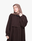 Mocha Brown Pleated Bridge Abaya