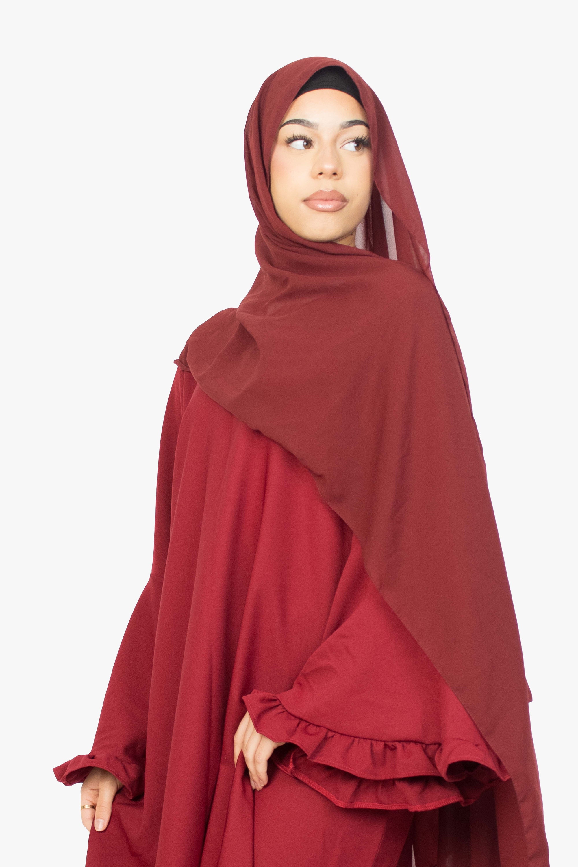 Crimson Red Flower Sleeve Abaya