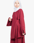 Crimson Red Side Wrap Two-Piece Abaya