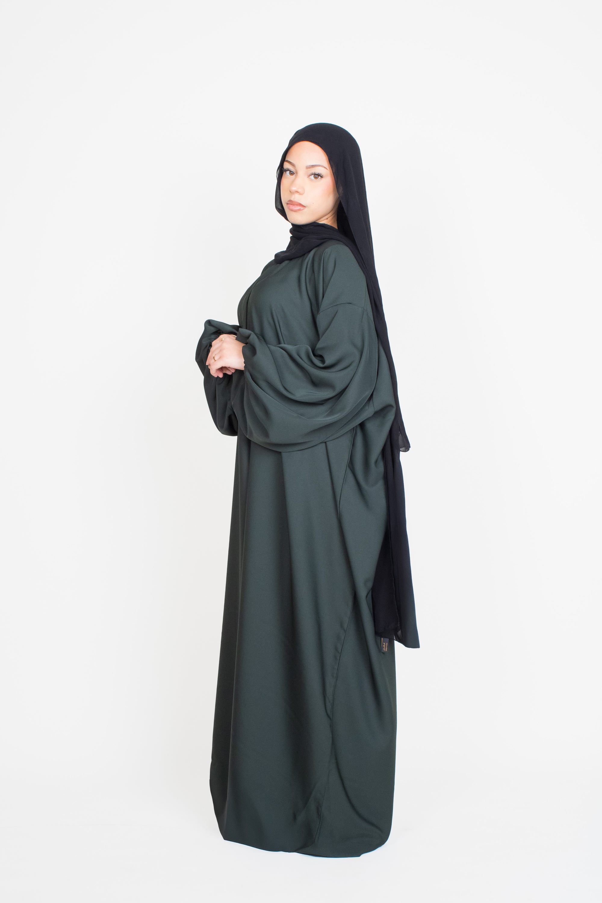 Moss Green Balloon Sleeve Abaya