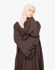 Mocha Brown Flower Sleeve Abaya