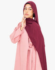 Blossom Pink Linen-Feel Side Wrap Abaya