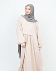 Cream Pleated Bridge Abaya