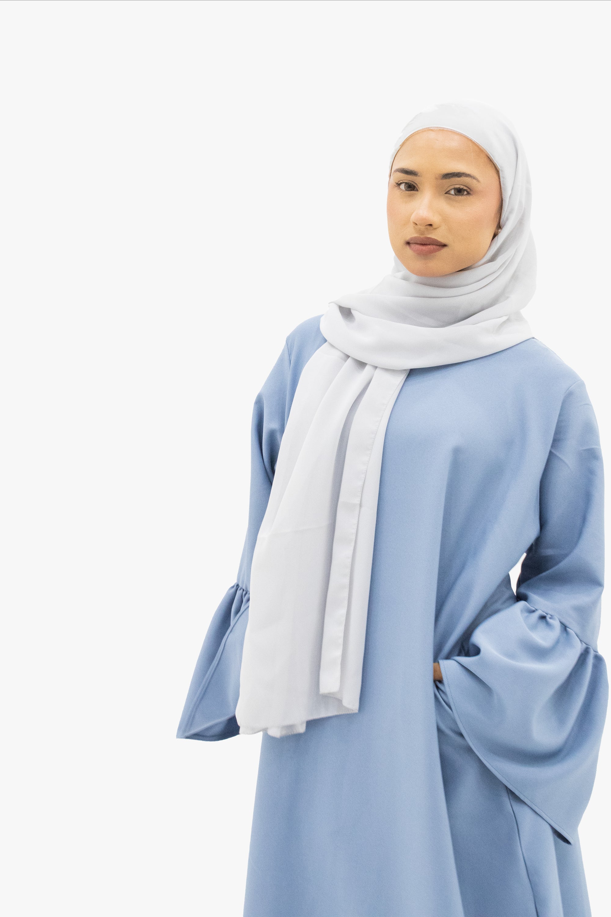 Sky Blue Bell Sleeve Abaya