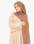 Cream Linen-Feel Slit Kimono Sleeve Abaya