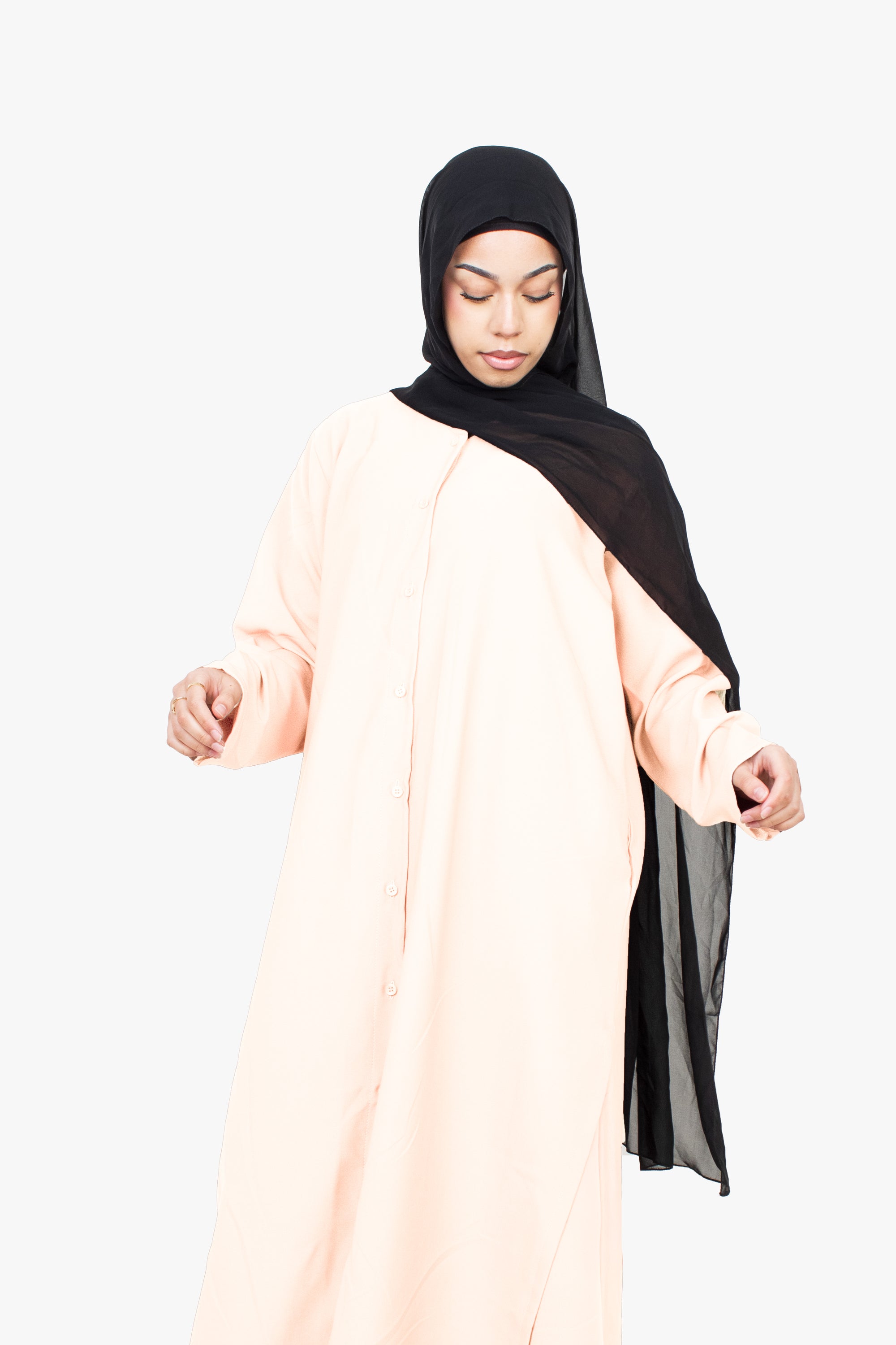 Cream Long Shirt Two-Piece Abaya