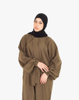 Olive Front Neck Tie Abaya