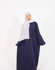 Navy Flower Sleeve Abaya