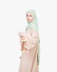 Cream Linen-Feel Flower Sleeve Abaya