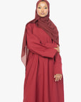 Crimson Red Slit Kimono Abaya