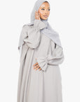 Cloud Grey Poet Sleeve Abaya