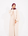 Ivory Front Neck Tie Abaya