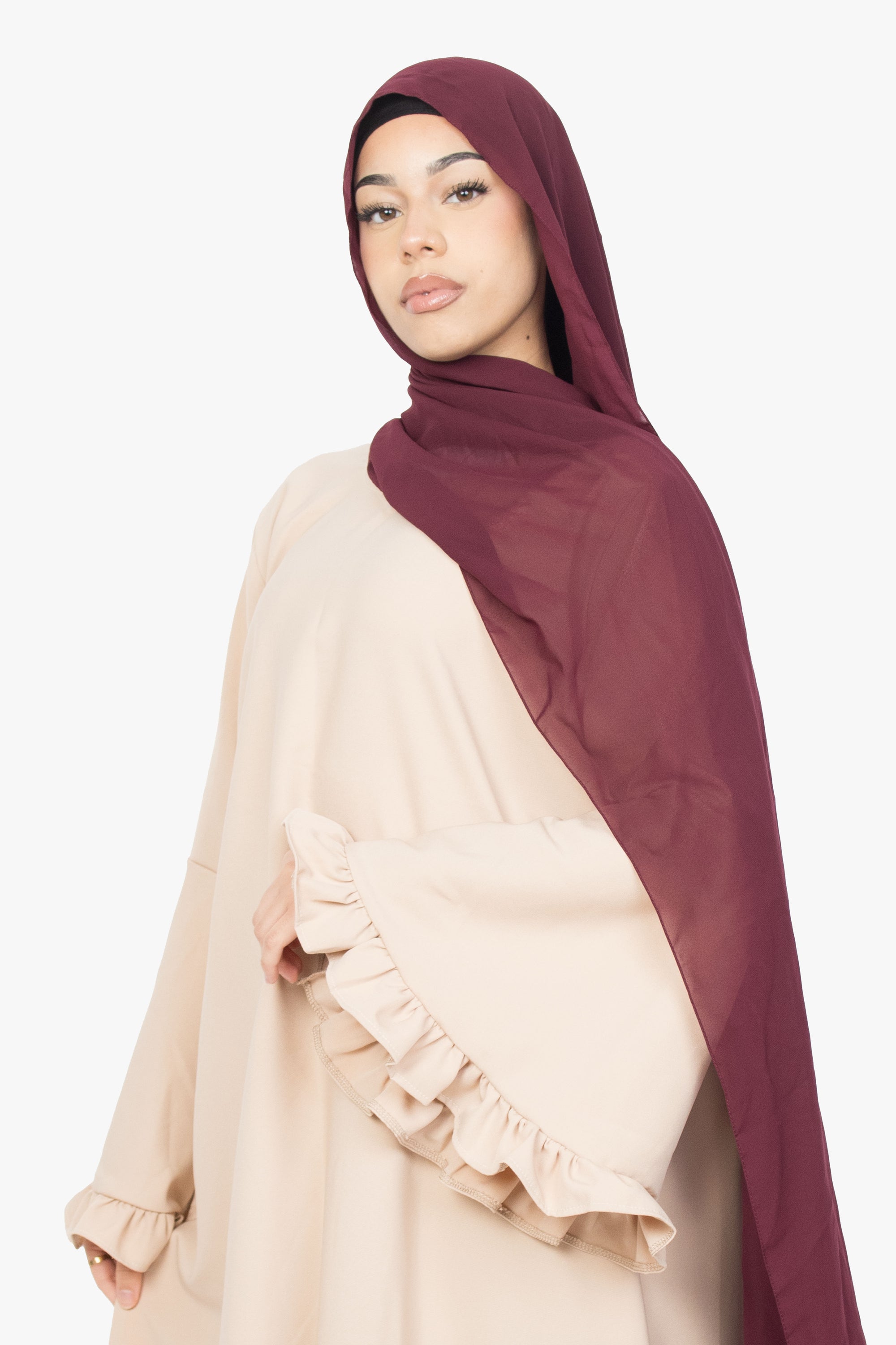 Cream Flower Sleeve Abaya