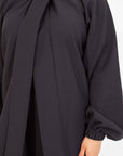 Black Front Neck Tie Abaya