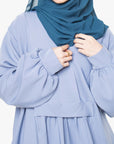 Powder Blue Pleated Bridge Abaya