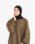 Olive Front Neck Tie Abaya