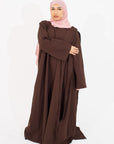 Pecan Brown Asymmetric Cape Sleeve Abaya