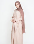 Beige Mélange Ribbon Kimono Abaya