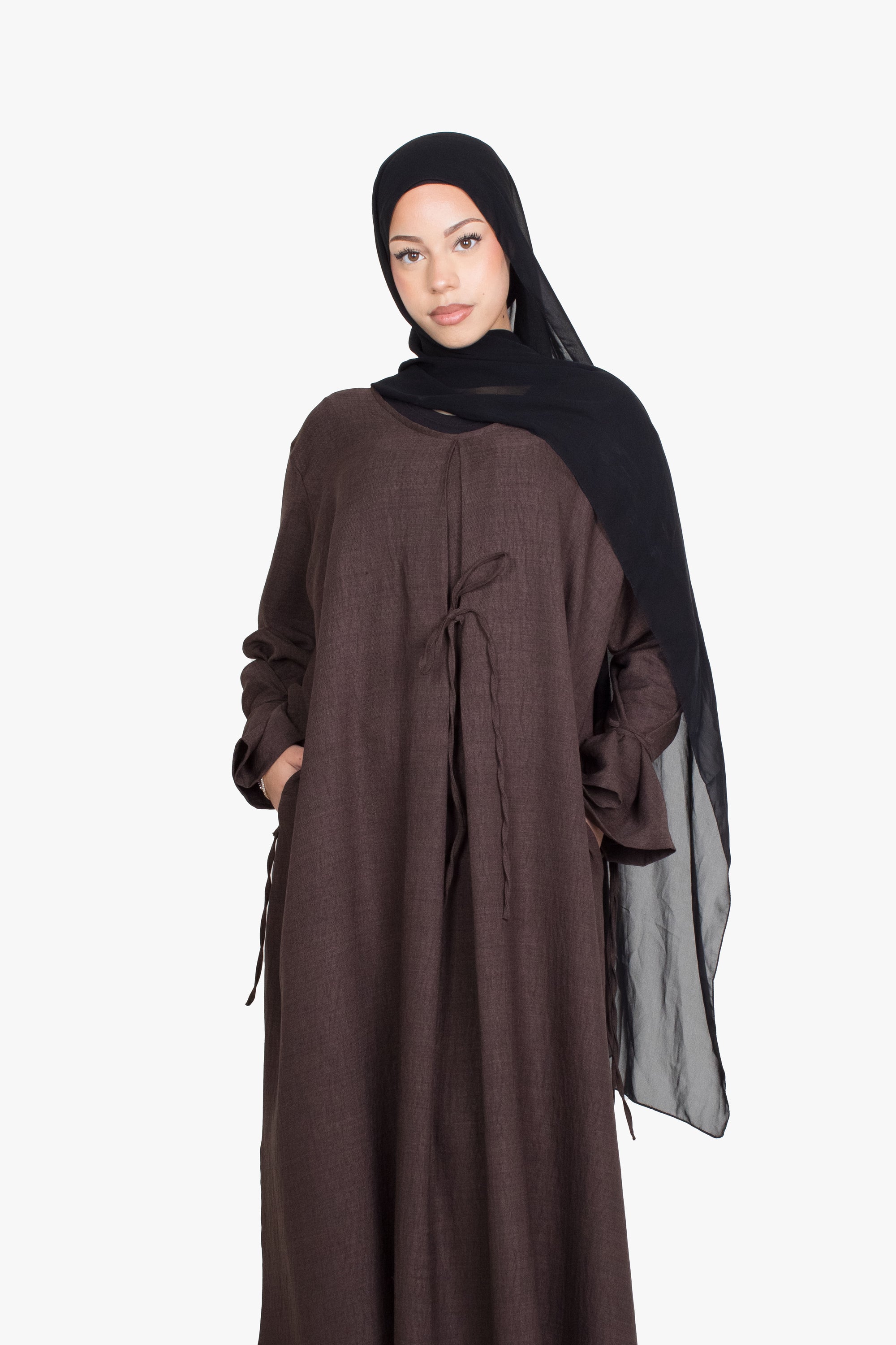 Coffee Mélange Ribbon Kimono Abaya