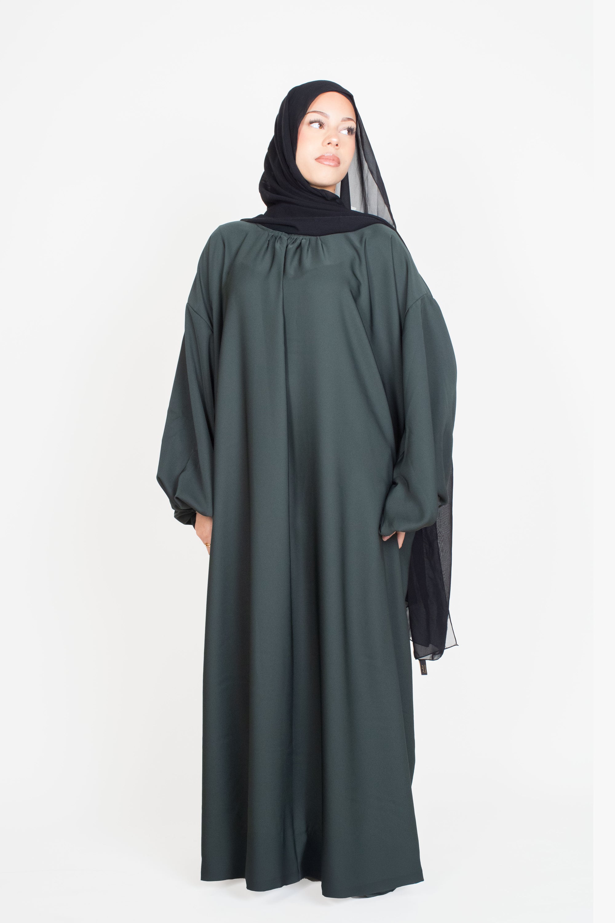 Moss Green Balloon Sleeve Abaya