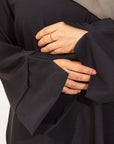 Black Slit Kimono Sleeve Abaya