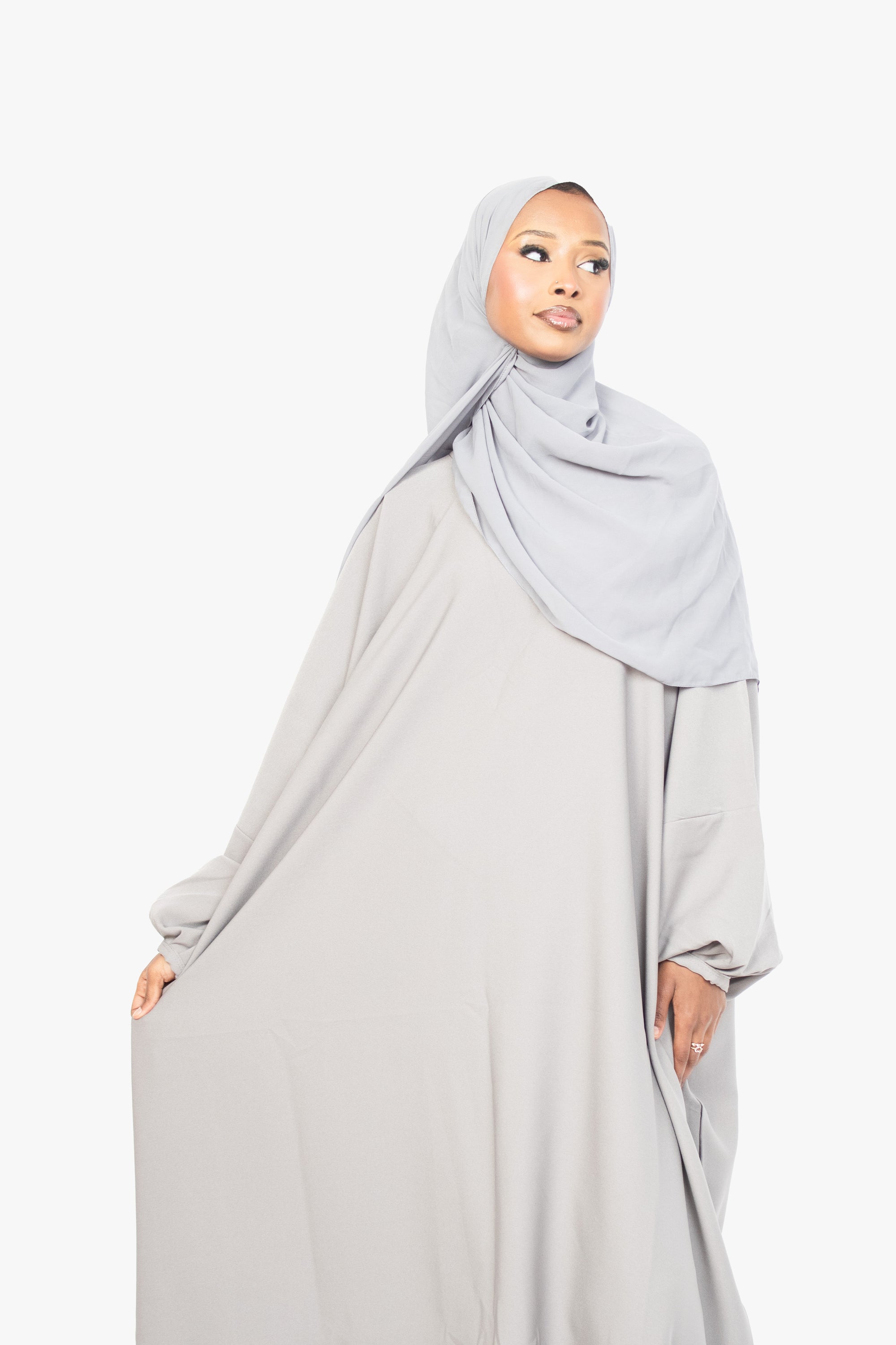 Cloud Grey Batwing Abaya