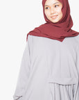 Cloud Grey Pleated Bridge Abaya