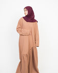 Caramel Asymmetric Drop Waist Abaya