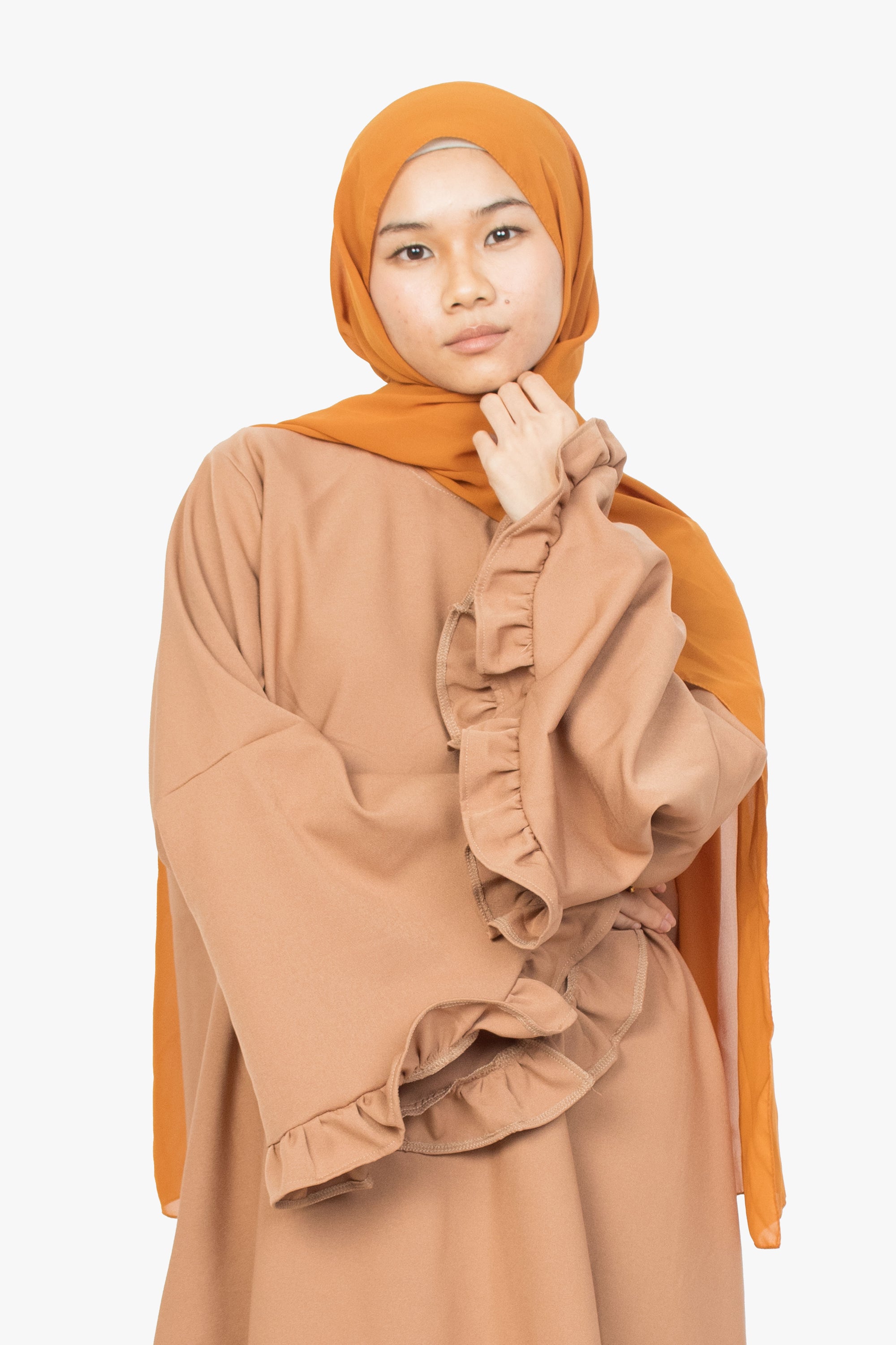 Caramel Flower Sleeve Abaya