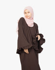 Mocha Brown Flower Sleeve Abaya