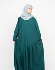 Forest Green Asymmetric Drop Waist Abaya