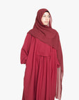 Crimson Red Pleated Bridge Abaya