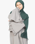 Cloud Grey Flower Sleeve Abaya