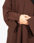 Pecan Brown Slit Kimono Sleeve Abaya