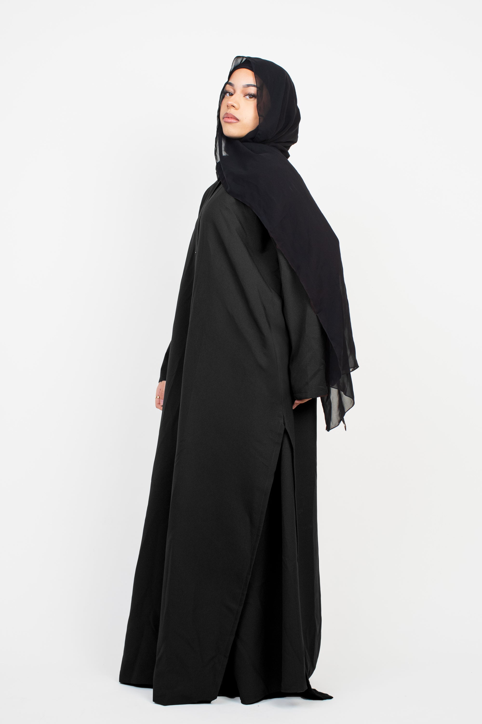 Black Long Shirt Two-Piece Abaya