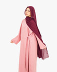 Blossom Pink Linen-Feel Side Wrap Abaya