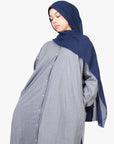 Textured Powder Grey Long Shirt Two-Piece Abaya