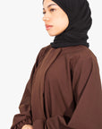 Pecan Brown Front Neck Tie Abaya