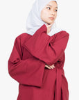 Crimson Red Side Wrap Two-Piece Abaya