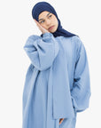 Sky Blue Front Neck Tie Abaya