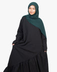 Black Asymmetric Drop Waist Abaya