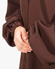 Pecan Brown Front Neck Tie Abaya