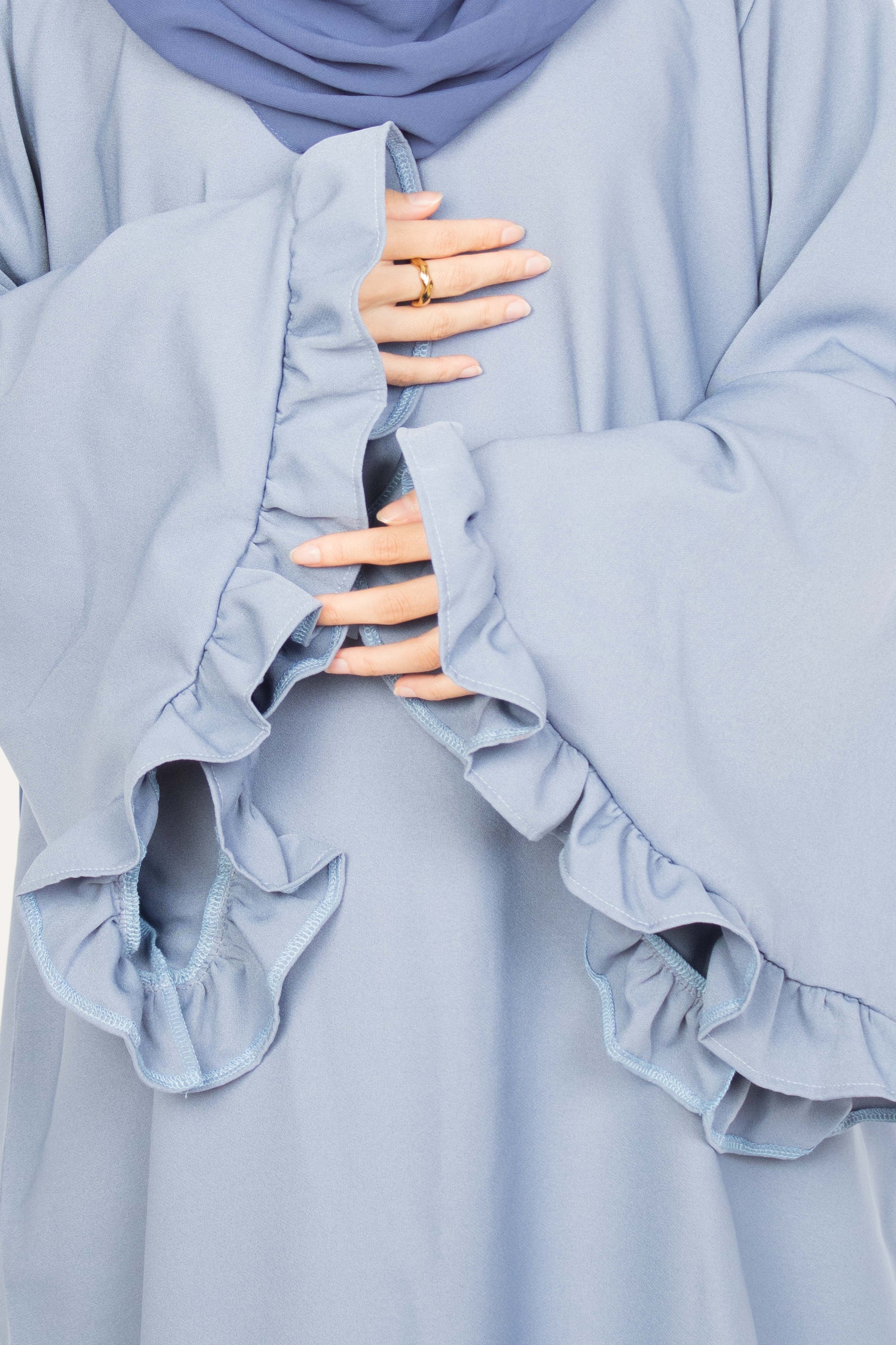 Powder Blue Flower Sleeve Abaya