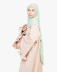 Cream Linen-Feel Flower Sleeve Abaya