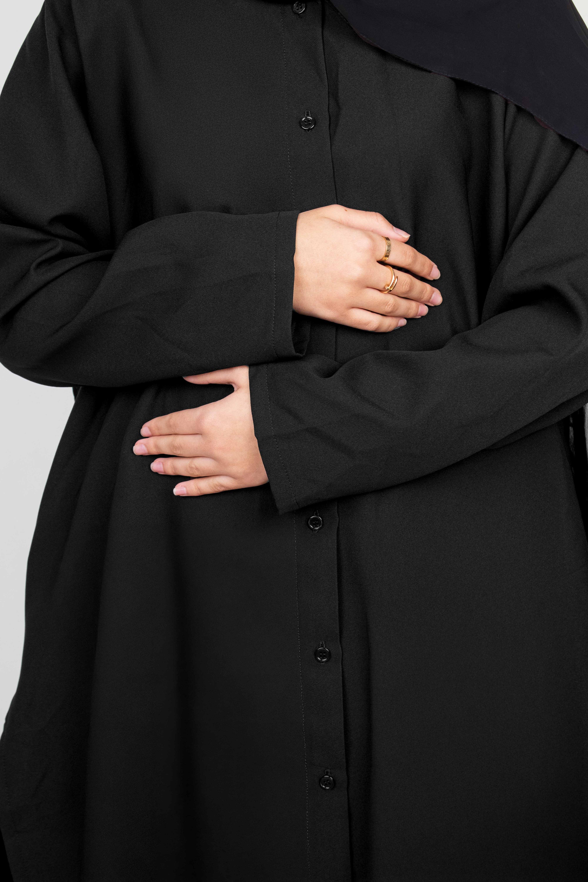 Black Long Shirt Two-Piece Abaya