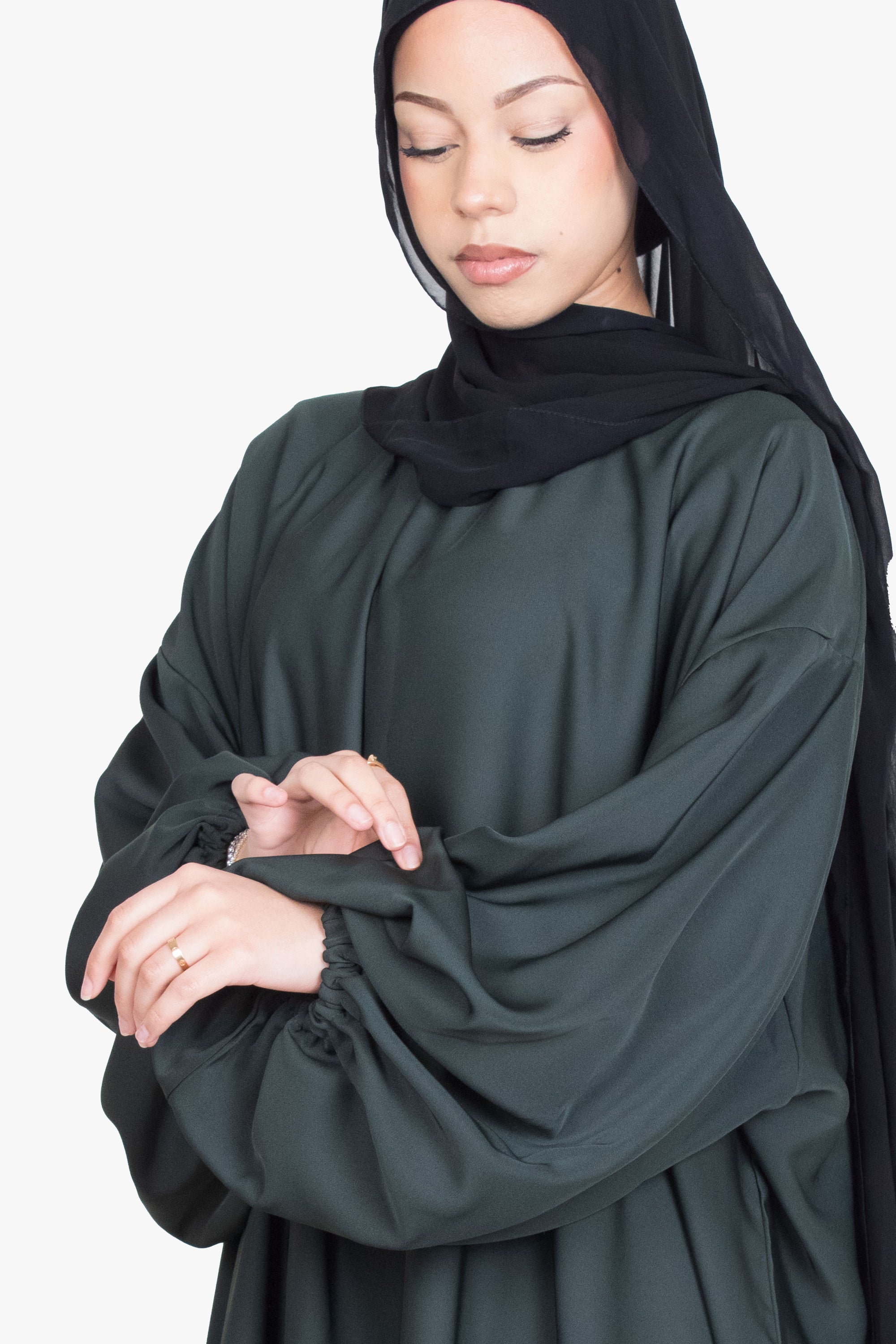 Moss Green Balloon Sleeve Abaya