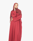 Crimson Red Slit Kimono Abaya