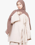 Cream Side Wrap Two-Piece Abaya